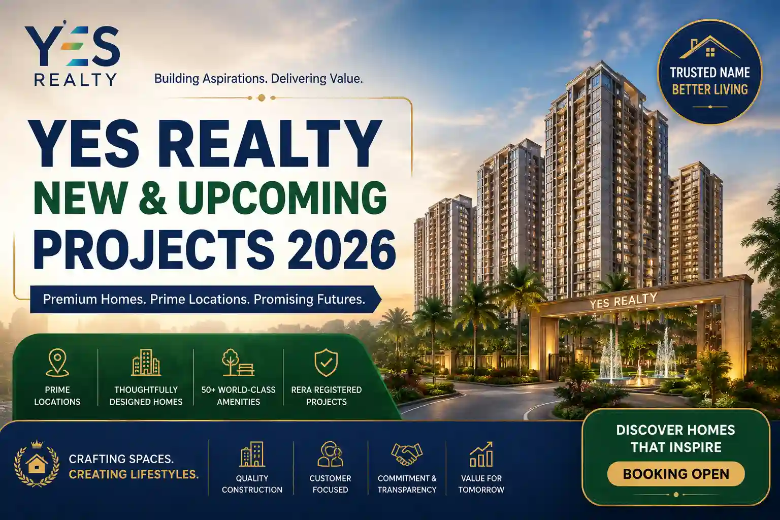Yes Realty new residential projects in Thane featuring Yes Palm Riveria and Grand Kausa City Mumbra